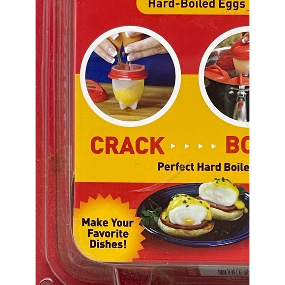 Egglettes hard-boiled egg without shell set of 4 crack boil pop red white READ N - Picture 2 of 6